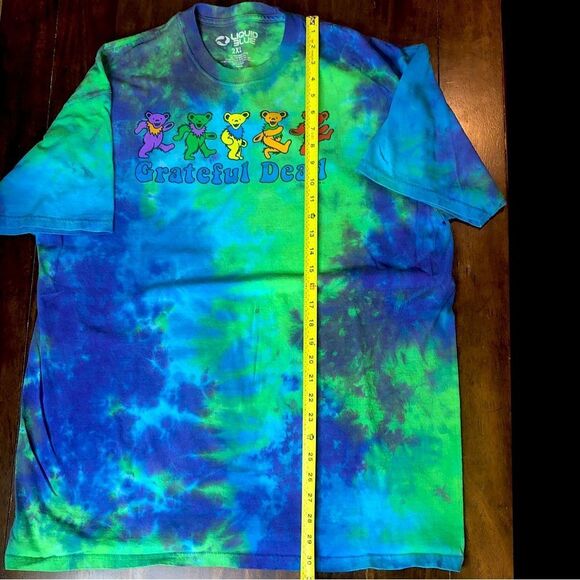 Grateful Dead Blue Green Tie Dye Dancing Bears Short Sleeve T-Shirt - Picture 6 of 9